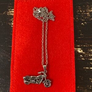 Silver Motorcycle Pendant Necklace